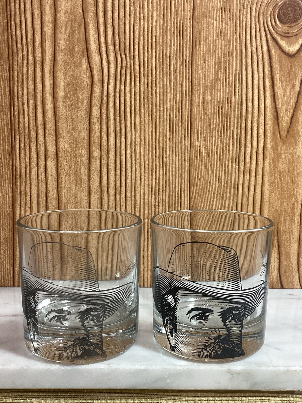 Jack Daniel’s #7 Clear Glass Whiskey Tumblers with Black Illustration (Set of 2)
